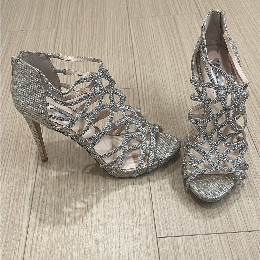 Elegant Silver Strappy Heels